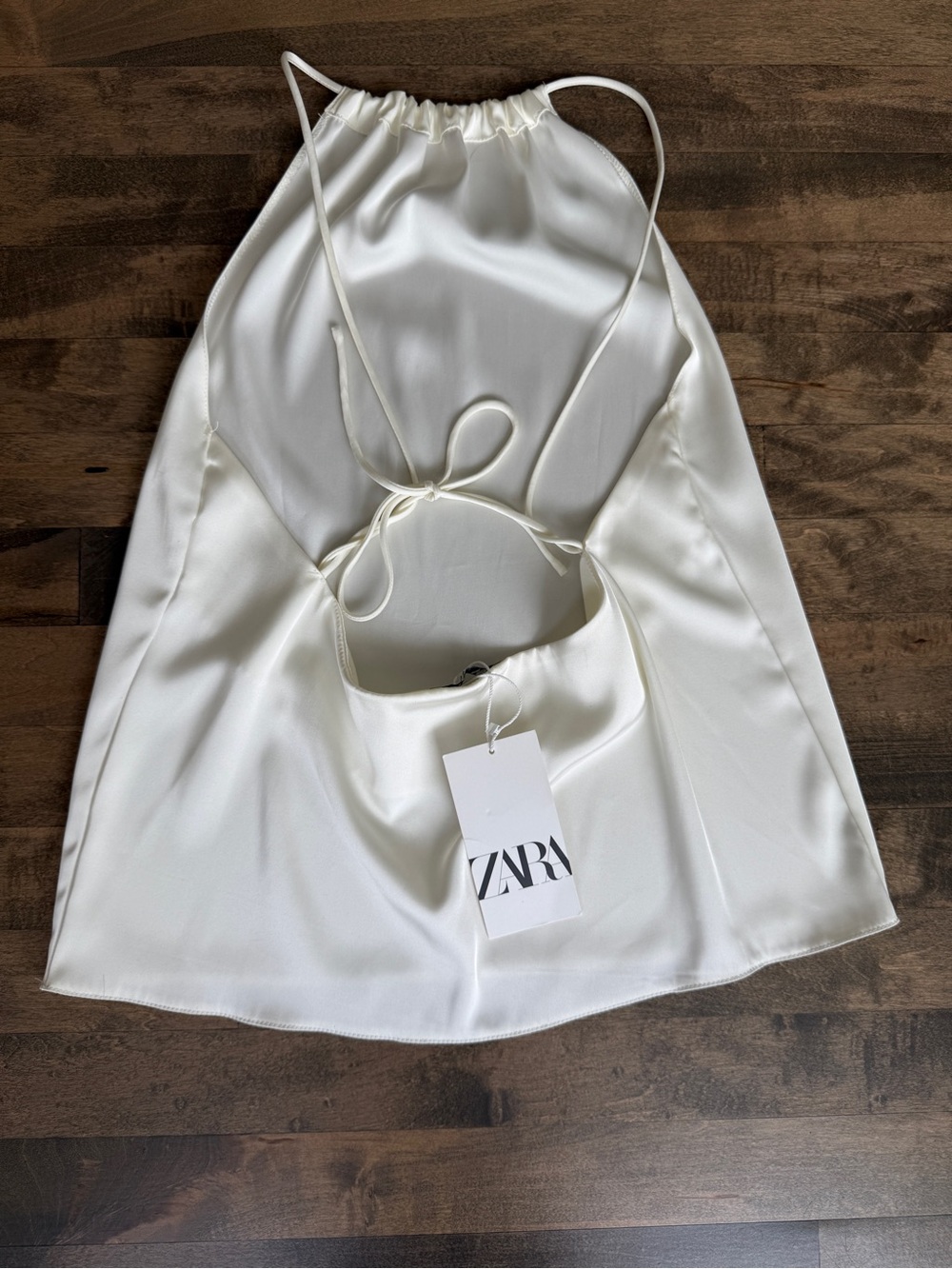 Zara White Satin Halter Tank Top